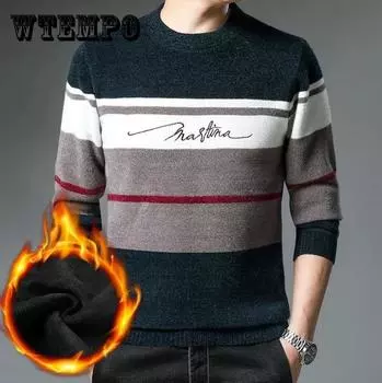 Осенне-зимний свитер с круглым вырезом плюс бархатная утепленная нижняя рубашка футболка трикотаж термобелье пуловер для молодежи и среднего возраста 4XL