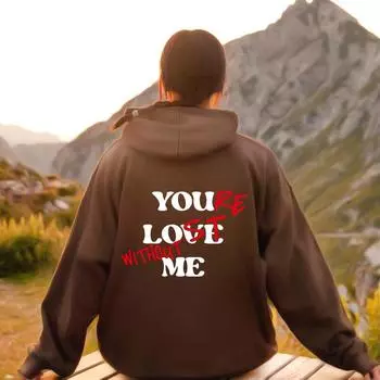 Осенне-зимний свитер с принтом алфавита You Love Me, с капюшоном и рукавами из флиса для женщин XS