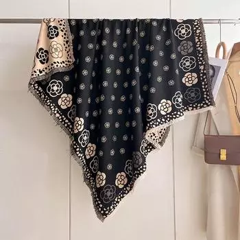 Осенне-зимний темперамент камелии, высокое качество большого квадратного шарфа, двухсторонний утолщенный шарф и декоративная шаль 130 красный