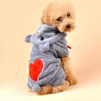 Осенне-зимний теплый флисовый костюм с милым медведем, мягкая дышащая толстовка с капюшоном для косплея для маленьких и средних собак, кошек XS