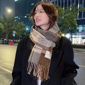 Осенне-зимний теплый толстый универсальный сетчатый шарф для мужчин и женщин
