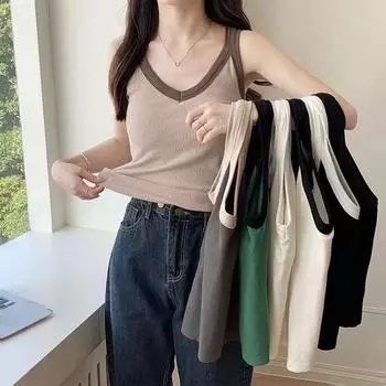 Осенне-зимний теплый жилет-комбинезон с цветными вставками внутри, теплый топ с подкладкой на груди, шерстяная универсальная базовая рубашка без рукавов S