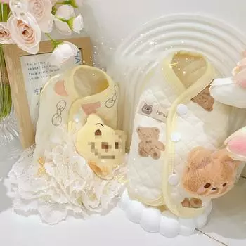 Осенне-зимний теплый жилет с открытыми пуговицами, симпатичное пальто с маленьким медвежонком, одежда для йоркширских собак, одежда для щенков, куртка для собак XS