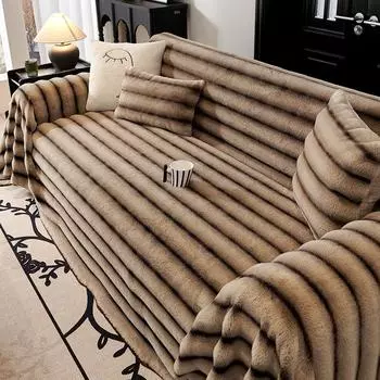 Осенне-зимний тканевый чехол для дивана-полотенца, плюшевая подушка для дивана Майяра, нескользящая универсальная зимняя утолщенная подушка 180*130
