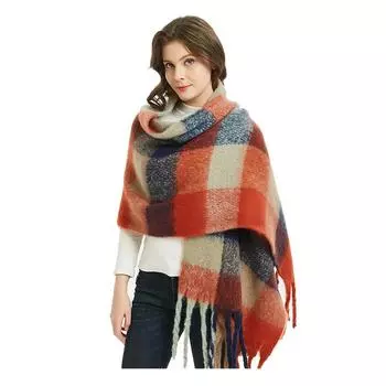 Осенне-зимний толстый шарф с кисточками, женская толстая шаль на шею 01#