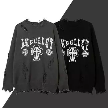 Осенне-зимний толстый свитер для мужчин в корейском стиле, модный свободный японский вязаный свитер, зимнее пальто в гонконгском стиле с ленивой нитью M чёрный