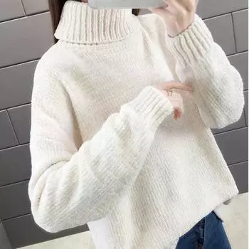 Осенне-зимний толстый свободный женский свитер с воротником «ленивый ветер», винтажные топы большого размера M