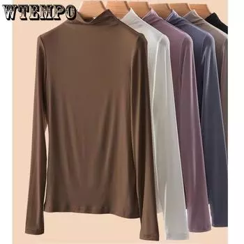 Осенне-зимний топ, однотонный пуловер для женщин, толстая вязаная женская водолазка, женский свитер большого размера