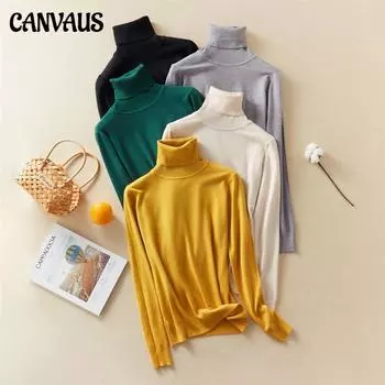 Осенне-зимний топ, однотонный пуловер для женщин, толстая вязаная женская водолазка, женский свитер оверсайз, вязаный свитер, пуловер, свитер S верблюд