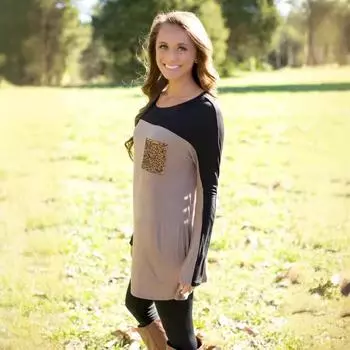 Осенне-зимний топ с длинными рукавами черного цвета хаки серого цвета с двухцветным плетением на груди с пайетками и карманами S хаки/чёрный