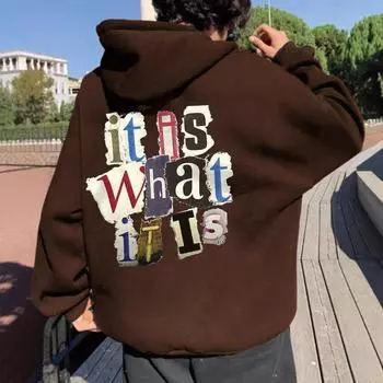 Осенне-зимний топ с длинными рукавами и принтом в виде букв на спине, свободный капюшон, толстовки и свитшоты для мужчин S