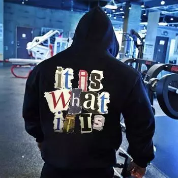 Осенне-зимний топ с длинными рукавами и принтом в виде букв на спине, свободный капюшон, толстовки и свитшоты для мужчин S