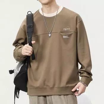 Осенне-зимний тяжелый японский ретро-свитер мужской свободный большой размер модный брендовый пуловер с круглым вырезом повседневный топ Tide M чёрный