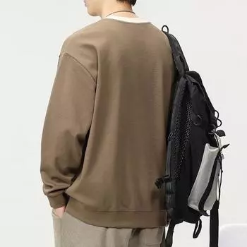 Осенне-зимний тяжелый японский ретро-свитер мужской свободный большой размер модный брендовый пуловер с круглым вырезом повседневный топ Tide M чёрный