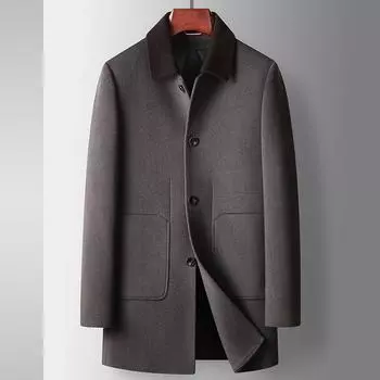 Осенне-зимний тренчкот из 100% чистой шерсти с лацканами, молодежный деловой двусторонний твидовый пиджак с пуховой подкладкой 170