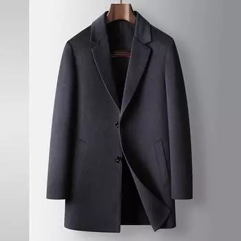 Осенне-зимний тренчкот из 100% шерсти для людей среднего возраста и молодежи, легкая, роскошная, деловая, двухсторонняя, повседневная, теплая куртка 170