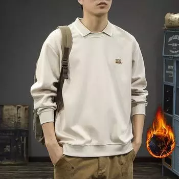 Осенне-зимний трендовый японский свитер с лацканами, мужской поддельный топ из двух частей, повседневный вышитый пуловер, нижняя рубашка, модное пальто M королевский синий