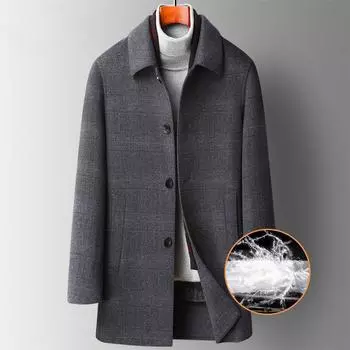 Осенне-зимний трендовый шарф со съемной подкладкой из двухстороннего шерстяного пальто для мужчин, мужская одежда для папы, мужская одежда больших размеров M