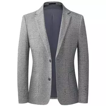 Осенне-зимний трикотажный костюм из эластичного жаккарда для молодежи и мужчин среднего возраста. Мужской облегающий повседневный костюм без рукавов, не требующий глажки. M