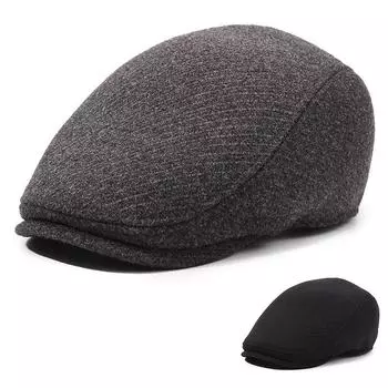 Осенне-зимний уличный теплый берет для мужчин среднего возраста, толстая защитная кепка с козырьком серый