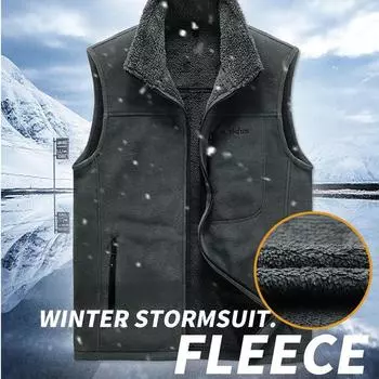 Осенне-зимний уличный теплый жилет с начесом, милый мужской плюшевый утепленный жилет, кардиган, пальто M серый