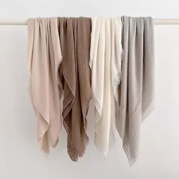 Осенне-зимний универсальный длинный однотонный шарф из хлопка и конопли для женщин, устойчивый к холоду и теплый, вязаный шейный платок в стиле ретро 100*185cm