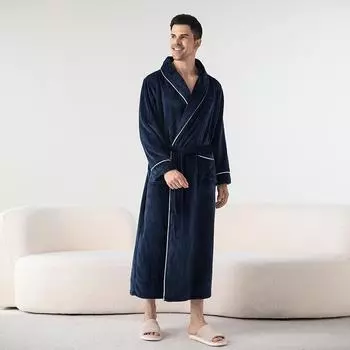 Осенне-зимний утепленный фланелевый халат для мужчин и женщин, мягкий и удобный, приятный для кожи, домашняя одежда для пар M