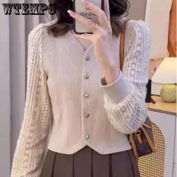 Осенне-зимний утепленный свитер с длинными рукавами и скелетным низом Yangqi Knit Temperament Ageing Hundred Tops S