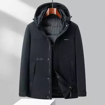 Осенне-зимний утиный пух для сохранения тепла, одно платье и три вида одежды, съемная подкладка, утепленная одежда для среднего возраста, защищающая от холода 170 чёрный