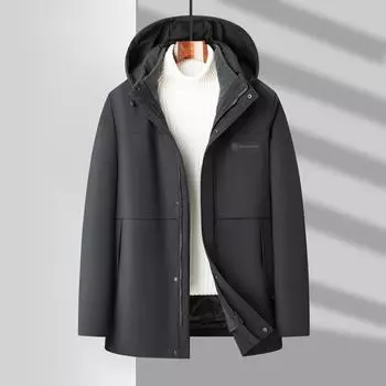 Осенне-зимний утиный пух, теплая, одна одежда, три вида одежды, для среднего возраста, деловой, повседневный, пуховик 170 чёрный