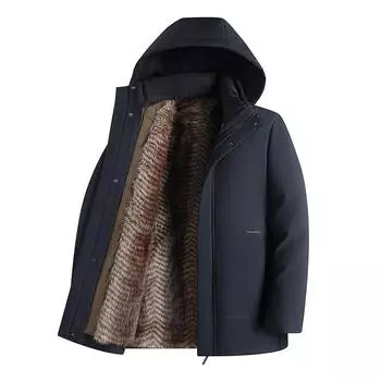 Осенне-зимний утолщенный цельный комбинезон из золотистого бархата с капюшоном и подкладкой из хлопка для среднего возраста L темно-синий