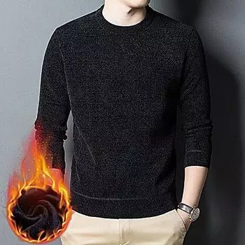 Осенне-зимний утолщенный мужской бархатный свитер, вязаный свитер из синели, термобелье для папы среднего возраста, рубашка-бомбер M