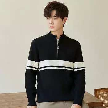 Осенне-зимний внутренний свитер, однотонный, высококачественный свитер с круглым вырезом, свободный тренд, повседневный мужской вязаный свитер M