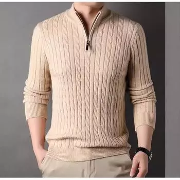 Осенне-зимний вязаный свитер с длинными рукавами, полуводолазка, свободная молния, повседневный свитер на каждый день M серый