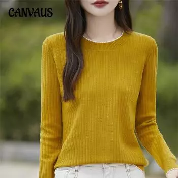 Осенне-зимний вязаный свитер с длинными рукавами, женский пуловер с круглым вырезом, короткий топ, свитер в полоску S тёмно-синий