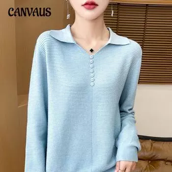 Осенне-зимний вязаный свитер с лацканами, с длинными рукавами, женский, горизонтальная нить, однотонный, свободный, темпераментный, нижняя рубашка M белый