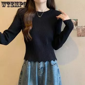 Осенне-зимний вязаный свитер женский Wave Top Undercover New Undercover Bottom Slimming Short Sweater S