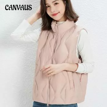 Осенне-зимний женский 90-й пуховый легкий жилет из утиного пуха в полоску, жилет большого размера S розовый