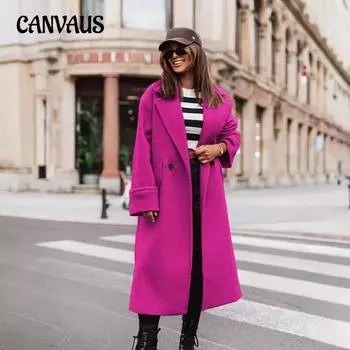 Осенне-зимний женский длинный пиджак с воротником из твида S кофейный