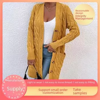 Осенне-зимний женский длинный повседневный кардиган-свитер с однобортным дизайном XL белый