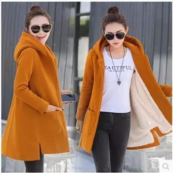 Осенне-зимний женский длинный утолщенный кардиган больших размеров с капюшоном, верхняя одежда на молнии, теплая повседневная куртка 3XL