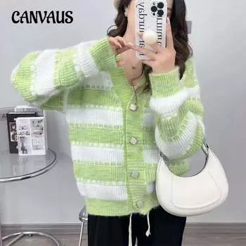 Осенне-зимний женский кардиган однотонный полосатый сращивающийся с V-образным вырезом вязаный свитер куртка One Size светло-фиолетовый