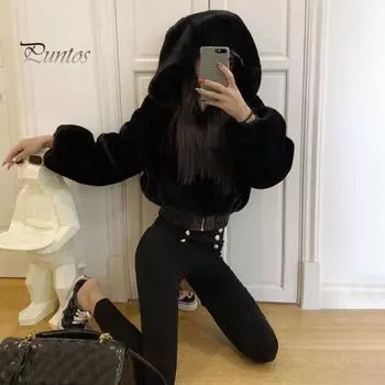 Осенне-зимний женский кардиган, пальто, утолщенный плюшевый воротник с капюшоном, свободная ветрозащитная однотонная куртка на молнии с длинными рукавами, теплое пальто для активного отдыха S белый