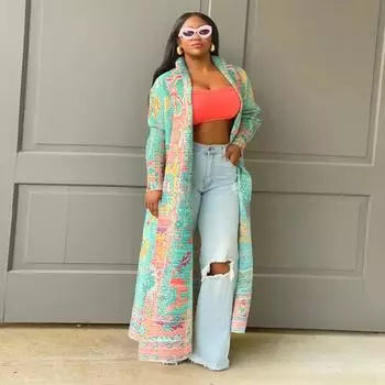 Осенне-зимний женский кардиган, плащ, плиссированный плащ большого размера с принтом, длинная куртка One Size светло-фиолетовый