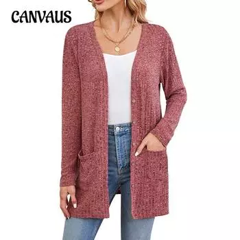 Осенне-зимний женский кардиган с пуговицами, однотонный, удобный, повседневный, свободный, с длинными рукавами, карманный кардиган, куртка S чёрный