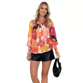 Осенне-зимний женский кардиган с V-образным вырезом и рукавами-фонариками, модный женский топ S