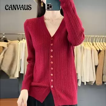 Осенне-зимний женский кардиган с V-образным вырезом и длинными рукавами, трикотажная рубашка, свободная ажурная тонкая куртка, топы M розовый