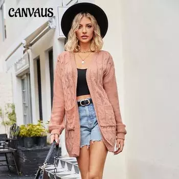 Осенне-зимний женский кардиган, свитер, куртка, свободный вязаный кардиган, модный свитер S чёрный