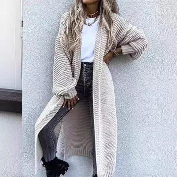 Осенне-зимний женский кардиган, вязаный свитер, однотонный теплый свитер S абрикосовый