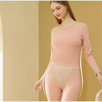 Осенне-зимний женский кашемировый утолщенный комплект с подкладкой из бархата, термозащитное нижнее белье для живота и талии M розовый